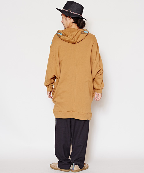 チャイハネ（チャイハネ）の「【チャイハネ】ネイティブ柄MEN'Sロングパーカー（パーカー・メンズ・ネイビー/ベージュ/グレー・FREE）」の14枚目の写真