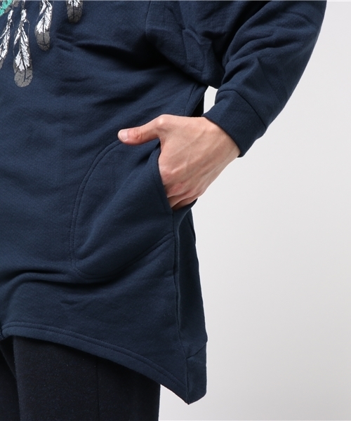 チャイハネ（チャイハネ）の「【チャイハネ】ネイティブ柄MEN'Sロングパーカー（パーカー・メンズ・ネイビー/ベージュ/グレー・FREE）」の15枚目の写真