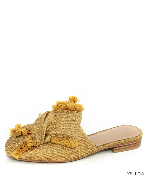 RANDA(ランダ)の「クロスリネンミュールフラッツ(パンプス・レディース・クリーム/その他/イエロー・LL/M/S/L)」の3枚目の写真