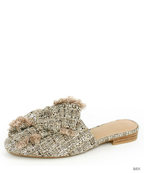 RANDA(ランダ)の「クロスリネンミュールフラッツ(パンプス・レディース・クリーム/その他/イエロー・LL/M/S/L)」の1枚目の写真