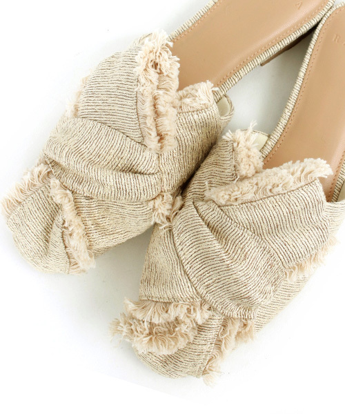 RANDA(ランダ)の「クロスリネンミュールフラッツ(パンプス・レディース・クリーム/その他/イエロー・LL/M/S/L)」の5枚目の写真