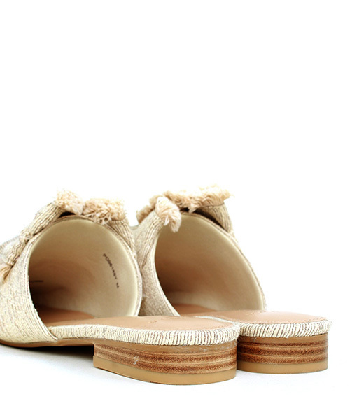 RANDA(ランダ)の「クロスリネンミュールフラッツ(パンプス・レディース・クリーム/その他/イエロー・LL/M/S/L)」の6枚目の写真