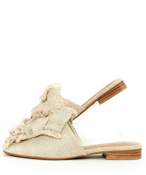 RANDA(ランダ)の「クロスリネンミュールフラッツ(パンプス・レディース・クリーム/その他/イエロー・LL/M/S/L)」の8枚目の写真