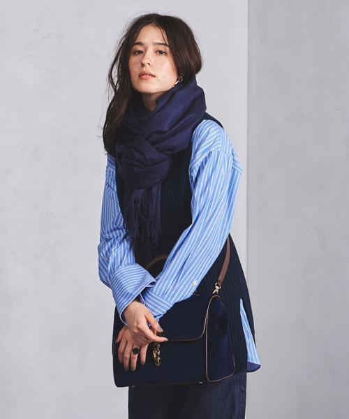 ユナイテッドアローズ別注 Johnstons カシミヤ リブ マフラー ネイビー ユナイテッドアローズ別注 Johnstons カシミヤ リブ マフラー