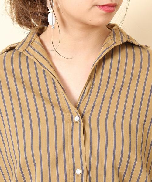 coen(コーエン)の「ストライプ2WAYカシュクールシャツ(シャツ/ブラウス・レディース・ベージュ/グリーン/ブルー・LARGE/MEDIUM)」の9枚目の写真