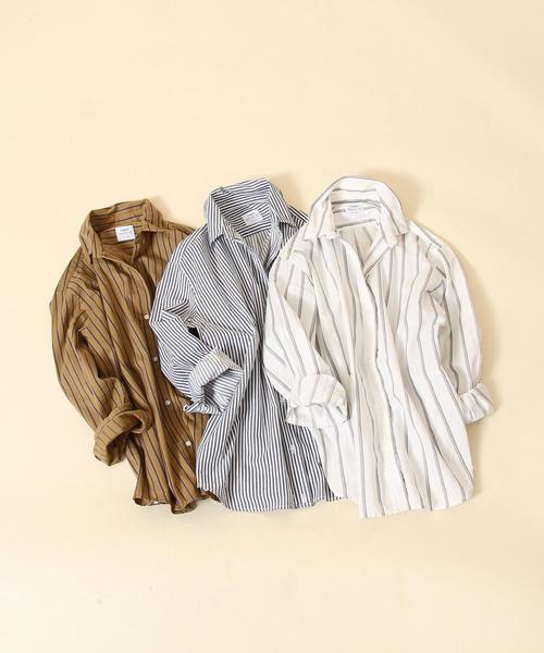 coen(コーエン)の「ストライプ2WAYカシュクールシャツ(シャツ/ブラウス・レディース・ベージュ/グリーン/ブルー・LARGE/MEDIUM)」の14枚目の写真