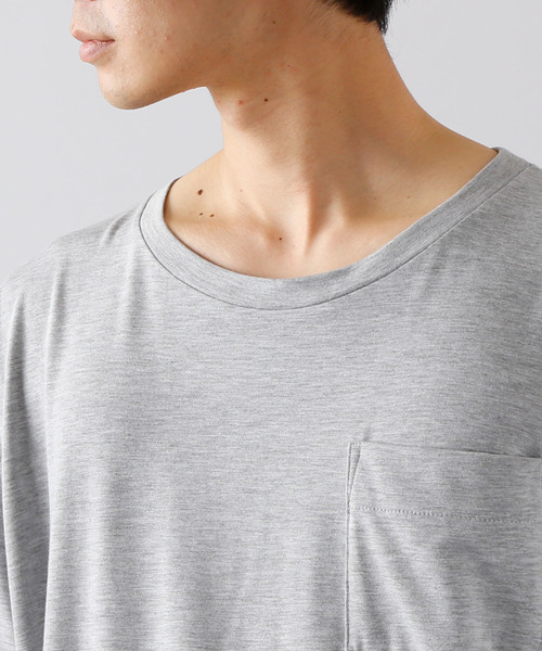 MONO-MART（モノマート）の「ビッグシルエットドロップショルダーカットソー ポケット BIG T（Tシャツ/カットソー・メンズ・ホワイト/ブラック/ベージュ/ネイビー/グレー/オリーブ/パープル系その他/チャコール・FREE）」の11枚目の写真