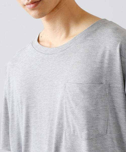 MONO-MART（モノマート）の「ビッグシルエットドロップショルダーカットソー ポケット BIG T（Tシャツ/カットソー・メンズ・ホワイト/ブラック/ベージュ/ネイビー/グレー/オリーブ/パープル系その他/チャコール・FREE）」の12枚目の写真