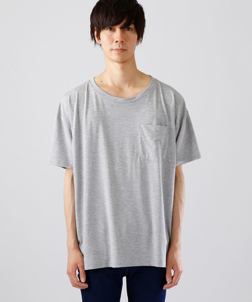 MONO-MART（モノマート）の「ビッグシルエットドロップショルダーカットソー ポケット BIG T（Tシャツ/カットソー・メンズ・ホワイト/ブラック/ベージュ/ネイビー/グレー/オリーブ/パープル系その他/チャコール・FREE）」の15枚目の写真