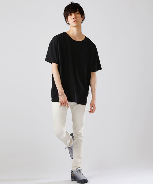 MONO-MART（モノマート）の「ビッグシルエットドロップショルダーカットソー ポケット BIG T（Tシャツ/カットソー・メンズ・ホワイト/ブラック/ベージュ/ネイビー/グレー/オリーブ/パープル系その他/チャコール・FREE）」の19枚目の写真