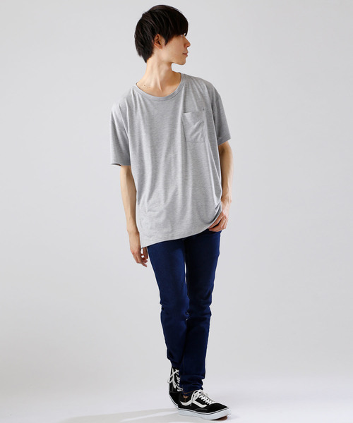 MONO-MART（モノマート）の「ビッグシルエットドロップショルダーカットソー ポケット BIG T（Tシャツ/カットソー・メンズ・ホワイト/ブラック/ベージュ/ネイビー/グレー/オリーブ/パープル系その他/チャコール・FREE）」の20枚目の写真