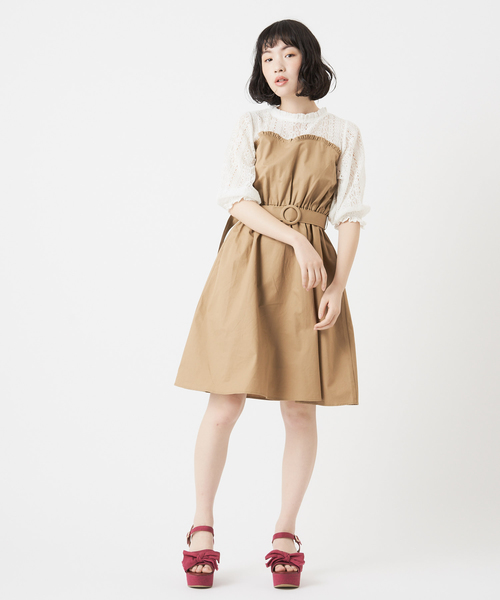 OLIVE des OLIVE（オリーブデオリーブ）の「[再入荷決定!] ストライプドッキングワンピース（ワンピース・レディース・ベージュ/イエロー/ブルー/ネイビー・FREE）」の12枚目の写真