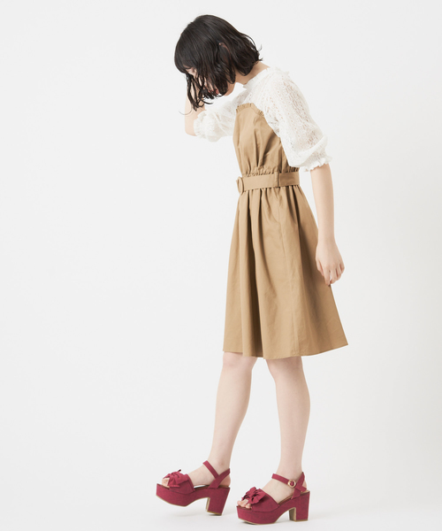 OLIVE des OLIVE（オリーブデオリーブ）の「[再入荷決定!] ストライプドッキングワンピース（ワンピース・レディース・ベージュ/イエロー/ブルー/ネイビー・FREE）」の14枚目の写真