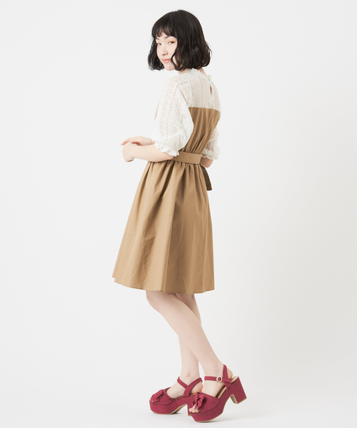 OLIVE des OLIVE（オリーブデオリーブ）の「[再入荷決定!] ストライプドッキングワンピース（ワンピース・レディース・ベージュ/イエロー/ブルー/ネイビー・FREE）」の15枚目の写真