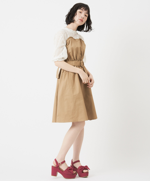 OLIVE des OLIVE（オリーブデオリーブ）の「[再入荷決定!] ストライプドッキングワンピース（ワンピース・レディース・ベージュ/イエロー/ブルー/ネイビー・FREE）」の7枚目の写真