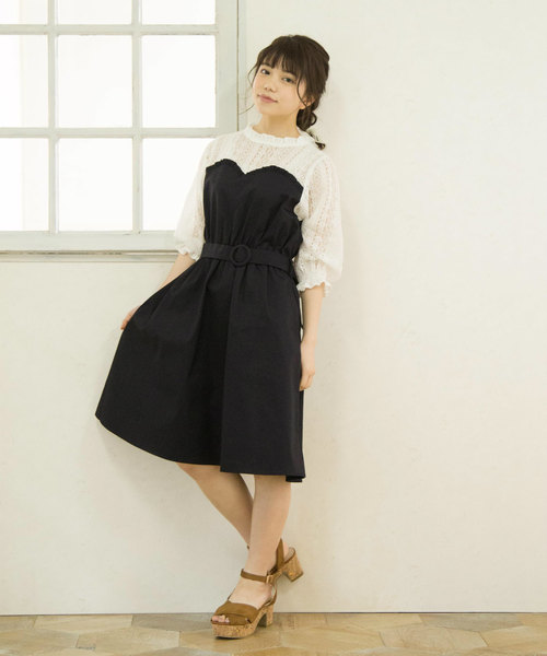 OLIVE des OLIVE（オリーブデオリーブ）の「[再入荷決定!] ストライプドッキングワンピース（ワンピース・レディース・ベージュ/イエロー/ブルー/ネイビー・FREE）」の6枚目の写真