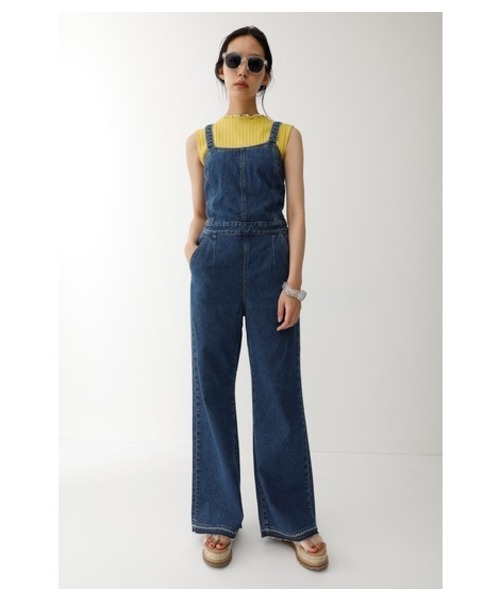 MOUSSY(マウジー)の「BACK TIE DENIM JUMPSUIT(デニムパンツ・レディース・ブルー・1/2)」の1枚目の写真