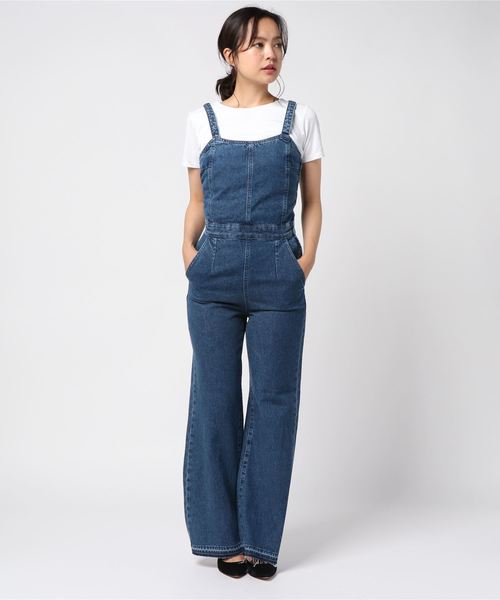 MOUSSY(マウジー)の「BACK TIE DENIM JUMPSUIT(デニムパンツ・レディース・ブルー・1/2)」の4枚目の写真