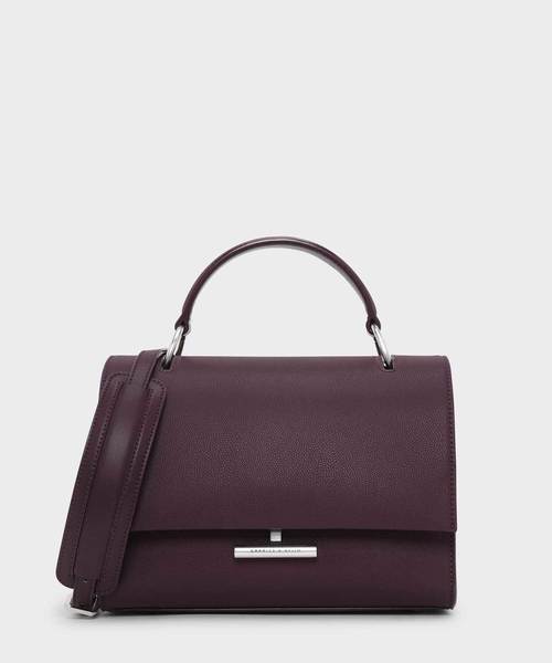 CHARLES & KEITH(チャールズ & キース)の「プッシュロックフロントフラップバッグ / PUSH-LOCK FRONT FLAP BAG(ハンドバッグ・レディース・ダークグリーン/マスタード/ピンク系その他/プラム・L)」の3枚目の写真