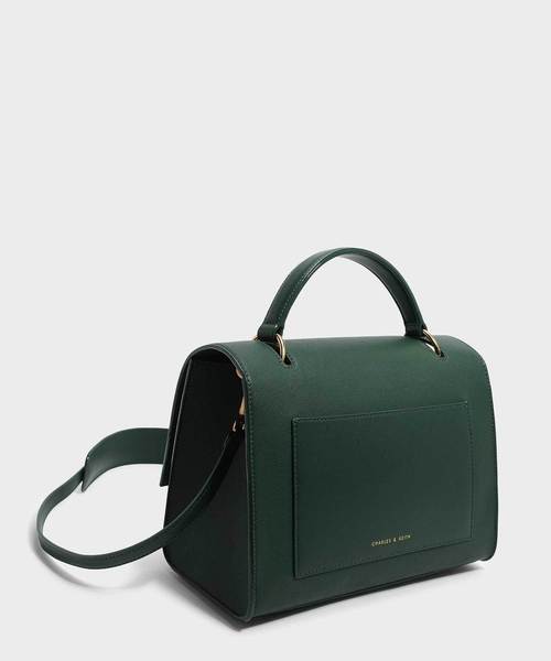 CHARLES & KEITH(チャールズ & キース)の「プッシュロックフロントフラップバッグ / PUSH-LOCK FRONT FLAP BAG(ハンドバッグ・レディース・ダークグリーン/マスタード/ピンク系その他/プラム・L)」の7枚目の写真