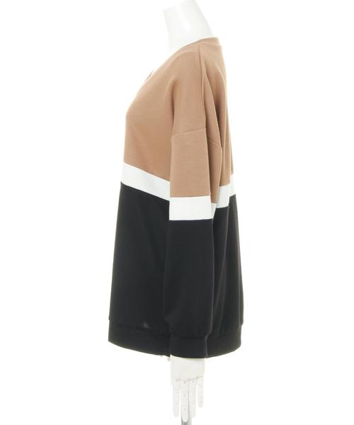 INGNI（イング）の「配色チュニック長袖／トップス（Tシャツ/カットソー・レディース・ベージュ/ブラウン/ターコイズブルー・M）」の5枚目の写真