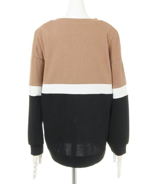 INGNI（イング）の「配色チュニック長袖／トップス（Tシャツ/カットソー・レディース・ベージュ/ブラウン/ターコイズブルー・M）」の6枚目の写真