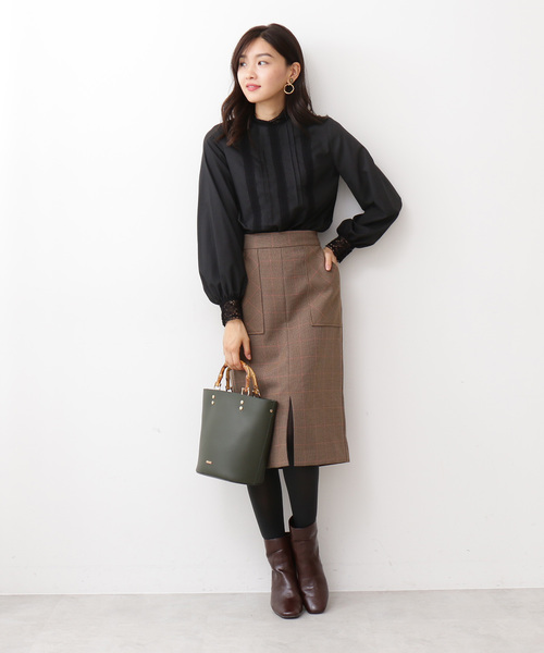 N.(N. Natural Beauty Basic)(エヌエヌナチュラルビューティーベーシック)の「◆ヴィンテージハイネックレースブラウス(シャツ/ブラウス・レディース・ホワイト/ブラック・MEDIUM)」の6枚目の写真