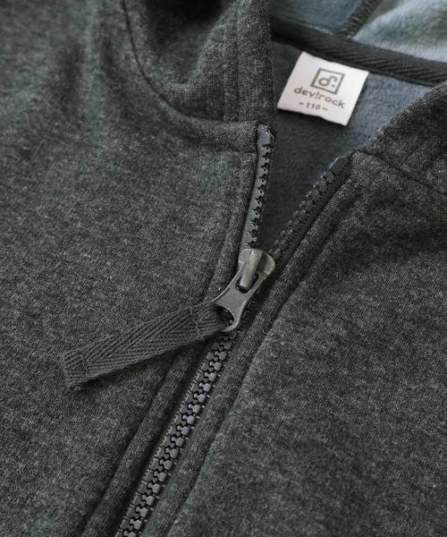 devirock(デビロック)の「まるで着る毛布 裏シャギージップアップパーカー(パーカー・キッズ・ブラック/ネイビー/カモフラージュ/ブラック系その他/ヘザーチャコール/ブラック系その他2/カーキ・130cm/140cm/150cm/160cm/110cm/100cm/120cm)」の15枚目の写真