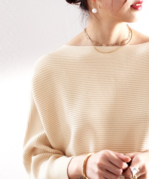 classicalelf（クラシカルエルフ）の「柔らか、綿100％。ドルマンスリーブボートネックニット（ニット/セーター・レディース・ブラック/アイボリー/杢グレー/チャコール/モカ/ベージュ・MEDIUM/L/XL/XXL/M/LARGE/X-LARGE/XX-LARGE）」の20枚目の写真