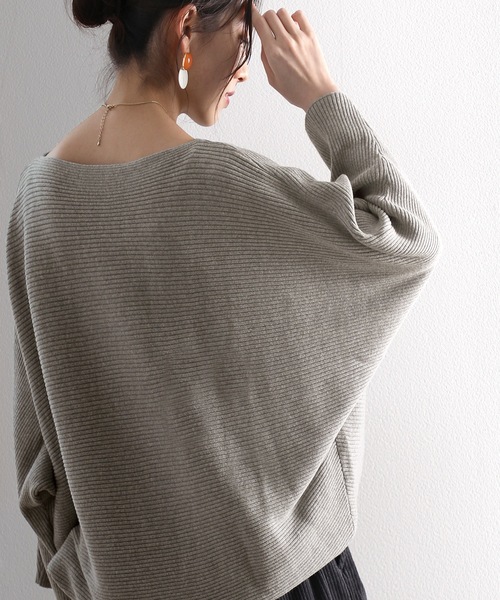 classicalelf（クラシカルエルフ）の「柔らか、綿100％。ドルマンスリーブボートネックニット（ニット/セーター・レディース・ブラック/アイボリー/杢グレー/チャコール/モカ/ベージュ・MEDIUM/L/XL/XXL/M/LARGE/X-LARGE/XX-LARGE）」の21枚目の写真