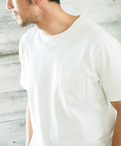 BAYFLOW（ベイフロー）の「USAコットンベーシッククルーS/S TEE（Tシャツ/カットソー・メンズ・ホワイト/チャコールグレー/ベージュ/ブルー・SMALL/MEDIUM/LARGE）」の2枚目の写真