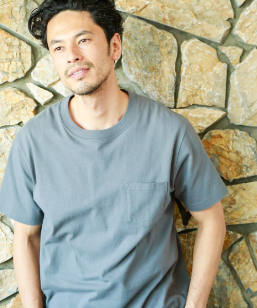 BAYFLOW（ベイフロー）の「USAコットンベーシッククルーS/S TEE（Tシャツ/カットソー・メンズ・ホワイト/チャコールグレー/ベージュ/ブルー・SMALL/MEDIUM/LARGE）」の3枚目の写真