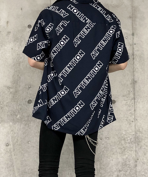 DING(ディング)の「DING/ATTENTION半袖ポプリン開襟シャツ(シャツ/ブラウス・レディース・ネイビー/ホワイト・FREE)」の4枚目の写真