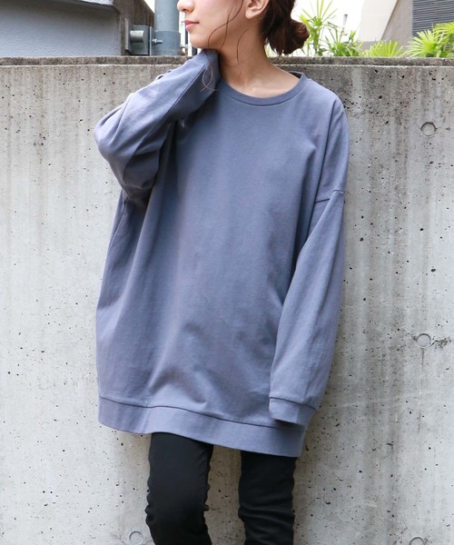 HER CLOSET(ハークローゼット)の「【HERCLOSET】コットンビッグシルエットロンT(Tシャツ/カットソー・レディース・チャコールグレー/ブラック/アイボリー/ベージュ/ブルー/ラベンダー/オフホワイト・M)」の6枚目の写真