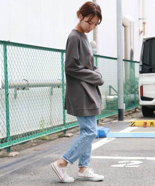 HER CLOSET(ハークローゼット)の「【HERCLOSET】コットンビッグシルエットロンT(Tシャツ/カットソー・レディース・チャコールグレー/ブラック/アイボリー/ベージュ/ブルー/ラベンダー/オフホワイト・M)」の8枚目の写真