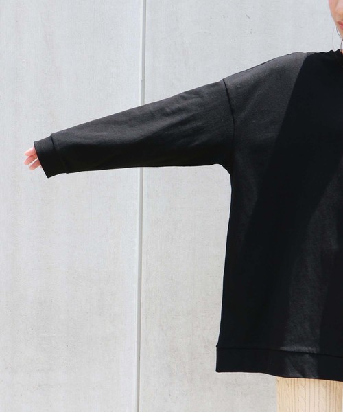 HER CLOSET(ハークローゼット)の「【HERCLOSET】コットンビッグシルエットロンT(Tシャツ/カットソー・レディース・チャコールグレー/ブラック/アイボリー/ベージュ/ブルー/ラベンダー/オフホワイト・M)」の12枚目の写真