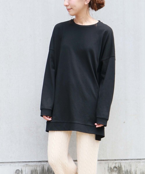 HER CLOSET(ハークローゼット)の「【HERCLOSET】コットンビッグシルエットロンT(Tシャツ/カットソー・レディース・チャコールグレー/ブラック/アイボリー/ベージュ/ブルー/ラベンダー/オフホワイト・M)」の18枚目の写真