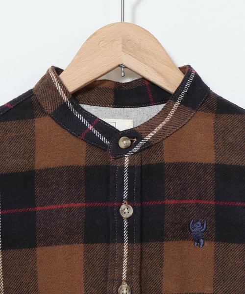 coen（コーエン）の「【coen キッズ / ジュニア】インディアンコットンネルバンドカラーシャツ（ネルシャツ・チェックシャツ）（シャツ/ブラウス・キッズ・ベージュ/ネイビー・110/130/100/120/150/140）」の9枚目の写真