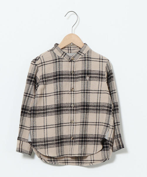 coen（コーエン）の「【coen キッズ / ジュニア】インディアンコットンネルバンドカラーシャツ（ネルシャツ・チェックシャツ）（シャツ/ブラウス・キッズ・ベージュ/ネイビー・110/130/100/120/150/140）」の6枚目の写真