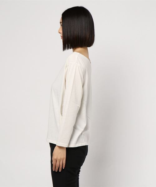 KOBE LETTUCE（コウベレタス）の「ワンショルダー⇔ボートネック2wayロンT（Tシャツ/カットソー・レディース・ブラック/ホワイト系その他/レンガ・FREE）」の4枚目の写真