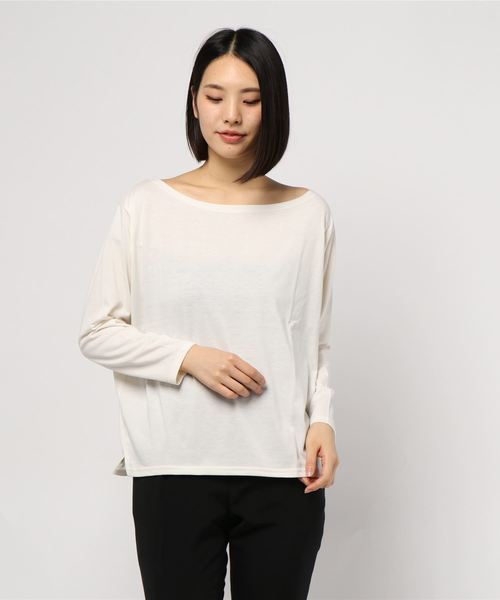 KOBE LETTUCE（コウベレタス）の「ワンショルダー⇔ボートネック2wayロンT（Tシャツ/カットソー・レディース・ブラック/ホワイト系その他/レンガ・FREE）」の11枚目の写真