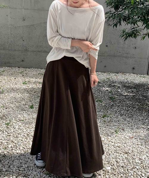 KOBE LETTUCE（コウベレタス）の「ワンショルダー⇔ボートネック2wayロンT（Tシャツ/カットソー・レディース・ブラック/ホワイト系その他/レンガ・FREE）」の14枚目の写真