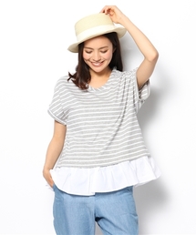 Ray BEAMS | Ray BEAMS / ボーダー裾切替え Tシャツ(Tシャツ/カットソー)