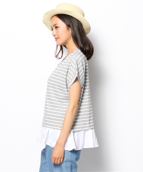 Ray BEAMS（レイビームス）の「○Ray BEAMS / ボーダー裾切替え Tシャツ（Tシャツ/カットソー・レディース・ホワイト/ライトグレー/ネイビー・ONE SIZE）」の11枚目の写真