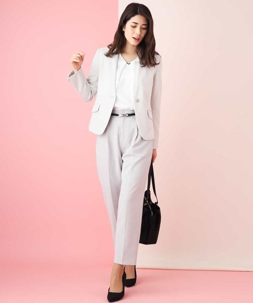 a.v.v（アーヴェヴェ）の「ストレッチＶネックジャケット（その他アウター・レディース・ライトグレー/ブラック・40/38/42/36/34）」の5枚目の写真