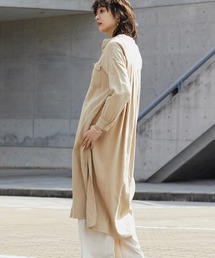 綿麻レーヨン ロングシャツワンピース