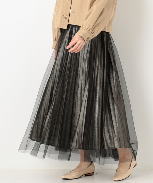 archives（アルシーヴ）の「グリッタープリーツレイヤードスカート（スカート・レディース・ベージュ/ブラック/グレー・MEDIUM）」の2枚目の写真