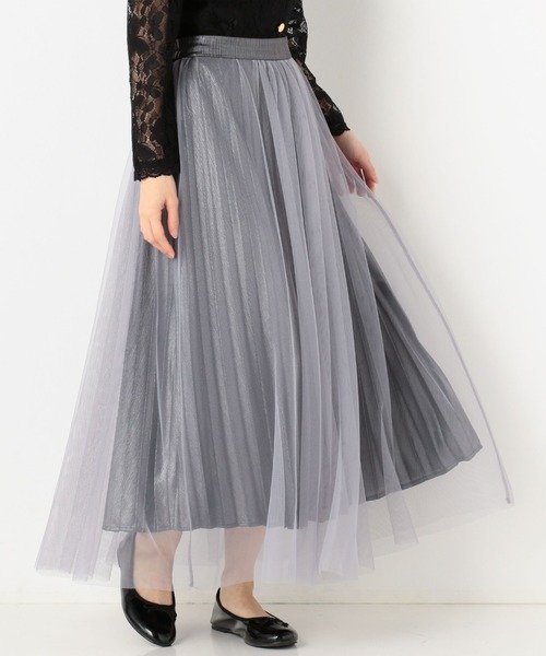 archives（アルシーヴ）の「グリッタープリーツレイヤードスカート（スカート・レディース・ベージュ/ブラック/グレー・MEDIUM）」の17枚目の写真