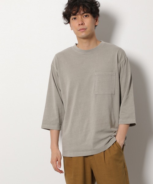 LAKOLE（ラコレ）の「ピグメントポケットクロップドTシャツ / LAKOLE（Tシャツ/カットソー・メンズ・ホワイト/ベージュ/パープル/チャコール・MEDIUM/LARGE）」の3枚目の写真