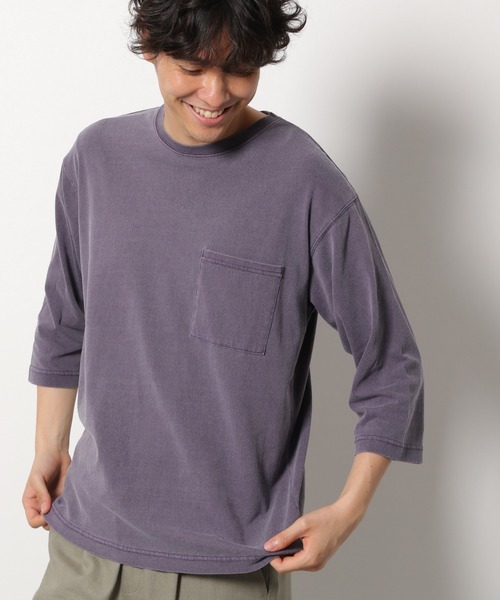 LAKOLE（ラコレ）の「ピグメントポケットクロップドTシャツ / LAKOLE（Tシャツ/カットソー・メンズ・ホワイト/ベージュ/パープル/チャコール・MEDIUM/LARGE）」の4枚目の写真